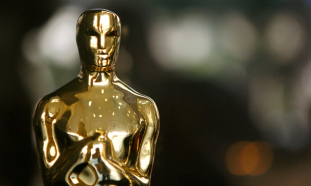 An actual Oscar statuette to be presented during the 79th Annual Academy Awards sits in a display case in Hollywood